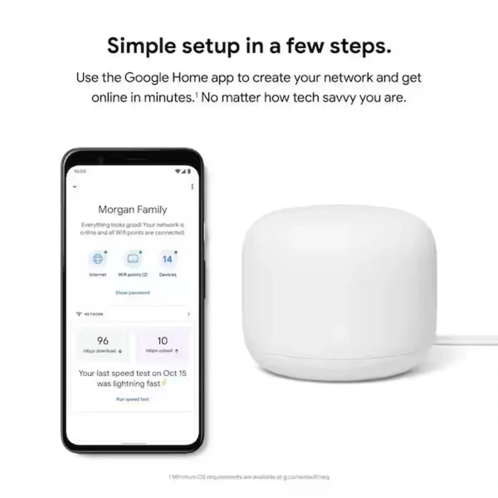 GOOGLE Nest Wifi - Mesh Router AC2200 and 2 Points with Google Assistant - 3 Pk